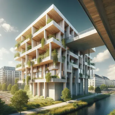 AI-generierter Entwurf für ein Wohnhaus am Rheinufer in Holzhybridbauweise