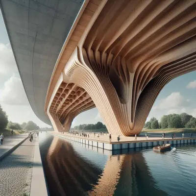 AI-generierter Entwurf für eine Autobahnbrücke in Holzhybridbauweise