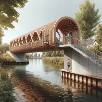 AI-generierter Entwurf für eine Fußgänger-Treppenanlage in Holzhybridbauweise