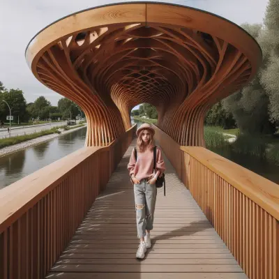 AI-generierter Entwurf für eine Fußgängerbrücke über die Wupper in Holzhybridbauweise